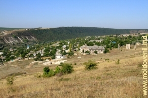 Vedere spre satul Trebujeni de pe panta din direcţia vestică
