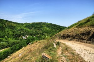 O parte din sat de-a lungul defileului pîrîiaşului Cosărău