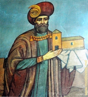 Pictura domnitorului Vasile Lupu, în care Măria Sa ține în mîini macheta bisericii Sf. Dumitru din Orhei