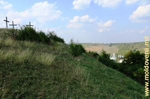 Vedere spre Mănăstirea Dobrușa, Șoldănești de pe panta defileului
