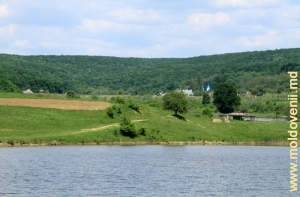 Vedere spre mănăstirea Ţigăneşti peste lac
