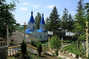 Vedere spre mănăstirea Ţigăneşti din partea pădurii.
