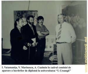 I. Vatamanița, V. Marinescu, A. Cuzimin în cadrul comisiei de apărare a lucrărilor de diplomă la universitatea "I. Creangă"